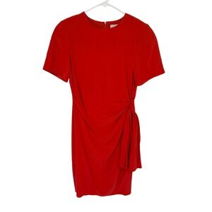 Casual Corner Vtg 100% Silk Red Side Tie Sheath Cocktail Dress 4 80s Graduation‎